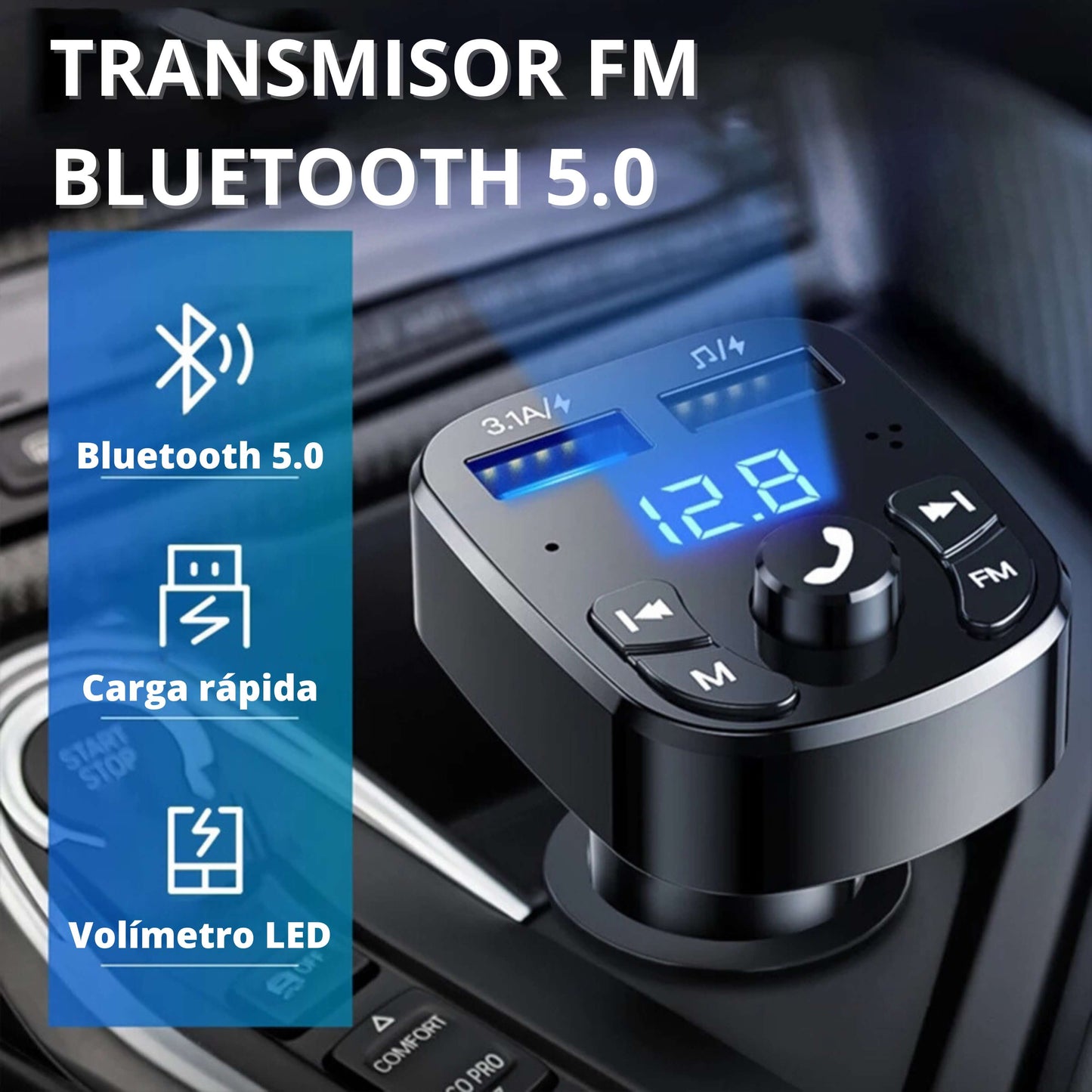 📻TRANSMISOR FM BLUETOOTH PARA COCHE - 5.0🚗