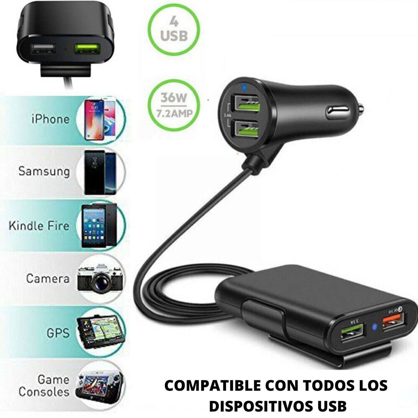 CARGADOR USB DE 4 PUERTOS🚗