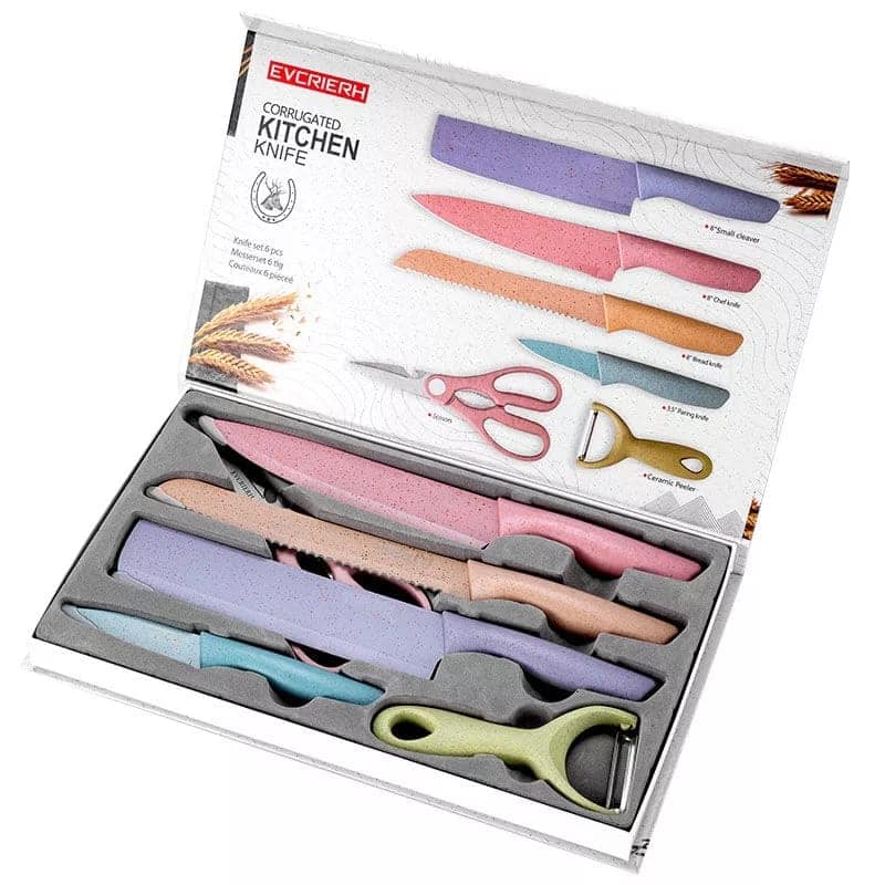 🔪SET DE CUCHILLOS DE COCINA COLOR PASTEL - ACERO INOXIDABLE💥