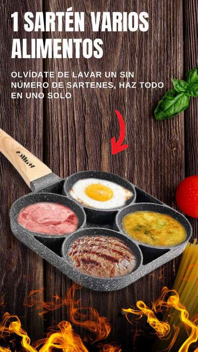 🥚SARTÉN ANTIADHERENTE 4 ESPACIOS🍳